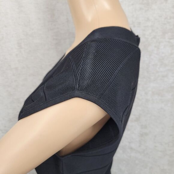 Venus Bandage Black Fringe Sleeveless Dress Gatsby Meets Moden Cocktail - Picture 8 of 16